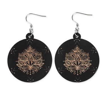 Boucles d'oreilles en bois HOORAY Lotus Noir 