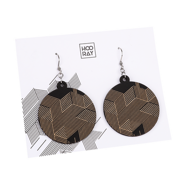 Boucles d'oreilles en bois HOORAY Black Hex 