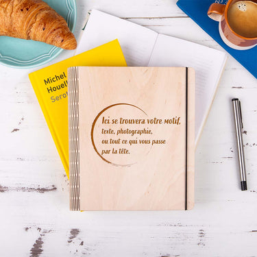 Carnet avec couvertures en bois - Votre motif 