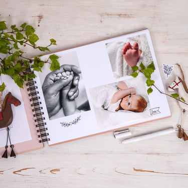 Album photo en bois motif personnalisé 