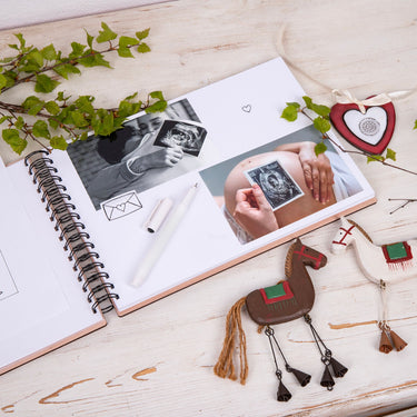 Album photo en bois motif personnalisé 