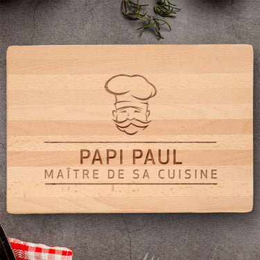 Planche à découper massive avec gravure Chef 