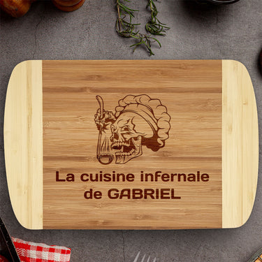 Planche à découper en bambou gravée Monsieur Cuisine 3 