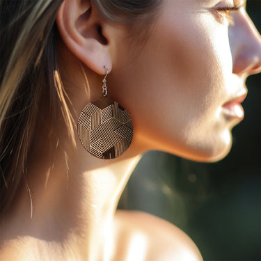 Boucles d'oreilles en bois HOORAY Black Hex 