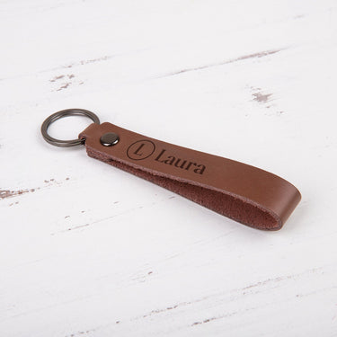 Porte-clés en cuir HOORAY, marron foncé 