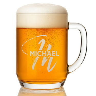 Chope en verre personnalisée avec nom (500 ml)