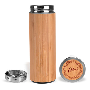 Thermos en bambou avec nom personnalisé 450 ml 
